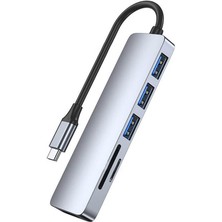 Wozlo USB Type-C To 4K@30Hz HDMI Kablosu + Kart Okuyucu + Usb3.0 Çoklayıcı Hub Çevirici Dönüştürücü Kablo