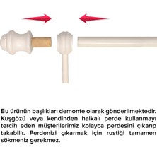 Perdejim Demonte Lale Başlıklı Beyaz Ahşap Rustik Perde Askısı - Tek Raylı
