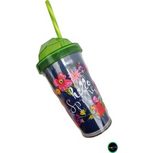 Ala Luna Desenli Çift Kat Pipetli Bardak-Hello Spring 540 ml Desenli-Cift-Kat-Pipetli-Bahar Luna-Hello Sprıng