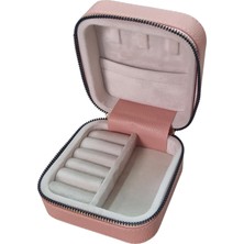 Özer Kutu Fermuarlı Deri (Ahşap Kasalı ) Takı, Seyahat ve Mücevher Çantası,kutusu Pudra (11X11 cm )