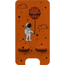 Flipped Space Astronot Telefon & Tablet Tutacağı Ahşap Masaüstü Standı