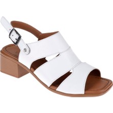 Pullman Alçak Topuk Kadın Sandalet MX-1113   Beyaz