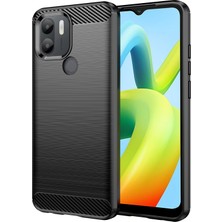 Microcase Xiaomi Poco C50/REDMI A1 Plus Brushed Carbon Fiber Silikon Kılıf - Siyah AL3332
