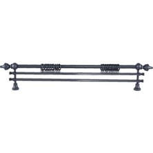 Perdejim Demonte Modern Başlıklı Antrasit Ahşap Rustik Perde Askısı - Çift Raylı