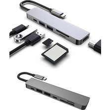 Aksesuarcı Macbook Pro Huawei Dell Uyumlu Type C To 4K Hdmı+Usb3.0+Sd/tf+Pd+Type-C, Taşınabilir 7in1 Adaptör