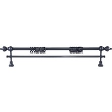 Perdejim Demonte Modern Başlıklı Antrasit Ahşap Rustik Perde Askısı - Tek Raylı