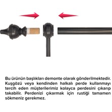 Perdejim Demonte Modern Başlıklı Antrasit Ahşap Rustik Perde Askısı - Raysız