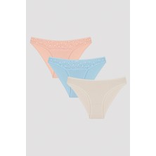 Penti Kh Brazilian Cloud Lacy Detailed 3lü Slip