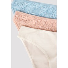 Penti Kh Brazilian Cloud Lacy Detailed 3lü Slip