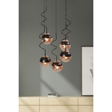 Luzarana Stella 5 Li Gold-Eskitme Metal Gövde Bal Camlı  Tasarım Lüx Sarkıt Avize