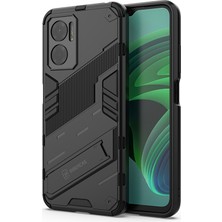 Microcase Xiaomi Redmi Note 11E / Redmi 10 5g Matrix Serisi Armor Standlı Perfect Koruma Kılıf - Siyah AL3416