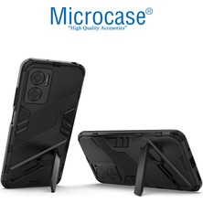 Microcase Xiaomi Redmi Note 11E / Redmi 10 5g Matrix Serisi Armor Standlı Perfect Koruma Kılıf - Siyah AL3416