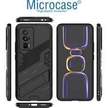 Microcase Xiaomi Redmi K60 / Redmi K60 Pro Matrix Serisi Armor Standlı Perfect Koruma Kılıf - Siyah AL3416