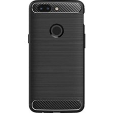 Microcase Oneplus 5t Brushed Carbon Fiber Silikon Tpu Kılıf - Siyah