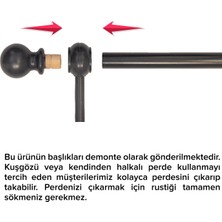 Perdejim Demonte Top Başlıklı Antrasit Ahşap Rustik Perde Askısı - Çift Raylı