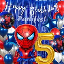 Parti Station Spiderman Örümcek Adam Balon Set Balon Folyo Set Spiderman  Konsept Doğum Günü Set 5 Yaş Balon