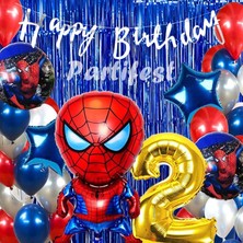 Parti Station Spiderman Örümcek Adam Balon Set Balon Folyo Set Spiderman  Konsept Doğum Günü Set 2 Yaş Balon