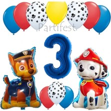Parti Station Paw Patrol 3 Yaş Balon Seti Paw Patrol Doğum Günü Set Paw Patrol Marshlall Chase