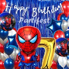 Parti Station Spiderman Örümcek Adam Balon Set Balon Folyo Set Spiderman  Konsept Doğum Günü Set 7 Yaş Balon