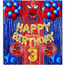 Parti Station Spiderman Örümcek Adam Balon Set Balon Folyo Set Spiderman  Konsept Doğum Günü Set 3 Yaş Balon