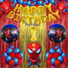 Parti Station Spiderman Örümcek Adam Balon Set Balon Folyo Set Spiderman  Konsept Doğum Günü Set 1 Yaş Balon