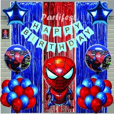 Parti Station Spiderman Örümcek Adam Balon Set Balon Folyo Set Spiderman  Konsept Doğum Günü Set Yaş Balon
