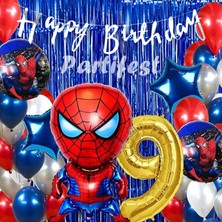 Parti Station Spiderman Örümcek Adam Balon Set Balon Folyo Set Spiderman  Konsept Doğum Günü Set 9 Yaş Balon