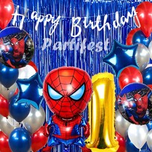 Parti Station Spiderman Örümcek Adam Balon Set Balon Folyo Set Spiderman  Konsept Doğum Günü Set 1 Yaş Balon