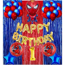 Parti Station Spiderman Örümcek Adam Balon Set Balon Folyo Set Spiderman  Konsept Doğum Günü Set 1 Yaş Balon