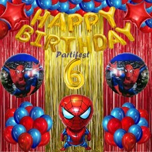 Parti Station Spiderman Örümcek Adam Balon Set Balon Folyo Set Spiderman  Konsept Doğum Günü Set 6 Yaş Balon