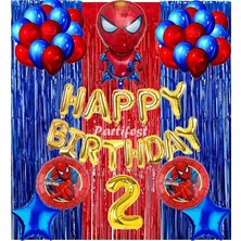 Parti Station Spiderman Örümcek Adam Balon Set Balon Folyo Set Spiderman  Konsept Doğum Günü Set 2 Yaş Balon