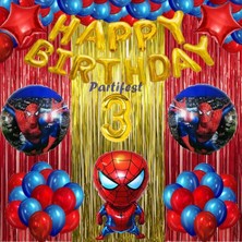 Parti Station Spiderman Örümcek Adam Balon Set Balon Folyo Set Spiderman  Konsept Doğum Günü Set 3 Yaş Balon