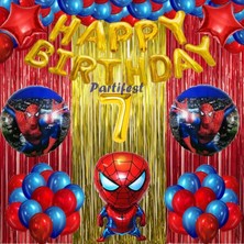 Parti Station Spiderman Örümcek Adam Balon Set Balon Folyo Set Spiderman  Konsept Doğum Günü Set 7 Yaş Balon