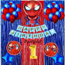 Parti Station Spiderman Örümcek Adam Balon Set Balon Folyo Set Spiderman  Konsept Doğum Günü Set 1 Yaş Balon