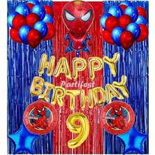 Parti Station Spiderman Örümcek Adam Balon Set Balon Folyo Set Spiderman  Konsept Doğum Günü Set 9 Yaş Balon