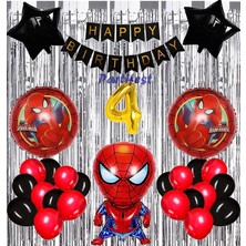 Parti Station Spiderman Örümcek Adam Balon Set Balon Folyo Set Spiderman  Konsept Doğum Günü Set 4 Yaş Balon