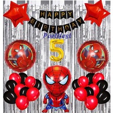 Parti Station Spiderman Örümcek Adam Balon Set Balon Folyo Set Spiderman  Konsept Doğum Günü Set 5 Yaş Balon