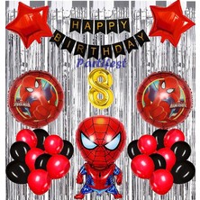Parti Station Spiderman Örümcek Adam Balon Set Balon Folyo Set Spiderman  Konsept Doğum Günü Set 8 Yaş Balon