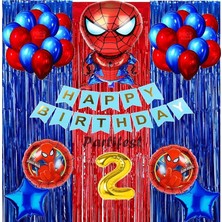 Parti Station Spiderman Örümcek Adam Balon Set Balon Folyo Set Spiderman  Konsept Doğum Günü Set 2 Yaş Balon