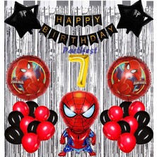 Parti Station Spiderman Örümcek Adam Balon Set Balon Folyo Set Spiderman  Konsept Doğum Günü Set 7 Yaş Balon