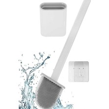 Mutlu Store Beyaz Renk Silikon Banyo Tuvalet Klozet Temizleme Fırçası ve Tutucu Wc Klozet Fırçası