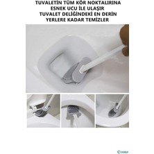 Kitchen Time Beyaz Renk Silikon Banyo Tuvalet Klozet Temizleme Fırçası ve Tutucu Set