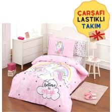 Özdilek Unicorn Lastikli Çarşaflı Kız Çocuk Tek Kişilik Nevresim Takımı 769816610469