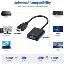 Wozlo Tablet Projeksiyon Notebook Uyumlu HDMI To VGA Kablo Siyah