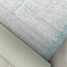 Carpettex Modern Abstrak Yağmur Bordür Desenli Turkuaz Beyaz Halı Kaymaz Taban Makinada Yıkanabilir