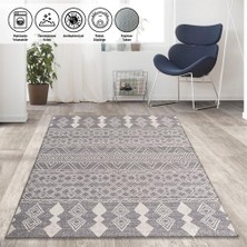 Carpettex Marokan Tarzı Otantik Kilim Desenli Açık Gri Halı Kaymaz Taban Makinada Yıkanabilir