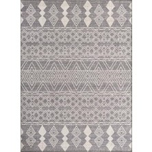 Carpettex Marokan Tarzı Otantik Kilim Desenli Açık Gri Halı Kaymaz Taban Makinada Yıkanabilir