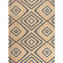 Carpettex Iskandinav Tarzı Geometrik Karo Desenli Bej Mavi Krem Halı Kaymaz Taban Makinada Yıkanabilir