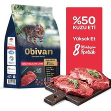 Obivan Low Grain Delicate Kuzu Etli Kedi Maması 1 kg x 10 adet