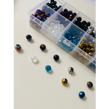 Yağmur Gökçe NO:114 Kristal Boncuk 8 mm ve 6 mm Kolye Bileklik Kolye Takı Yapım Seti ve Hobi Malzemeleri